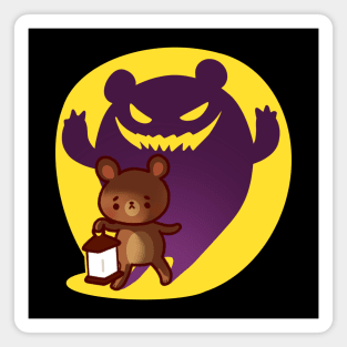 Cute Bear with a Scary Lantern Shadow Magnet